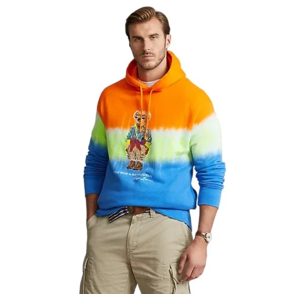Polo Ralph Lauren Voyager Bear Tie-Dye Fleece Hoodie Men's Size Medium - Picture 1 of 5